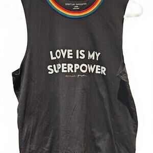 Spiritual Gangster Muscle Tank, Love Is My Superpower Size L NWOT